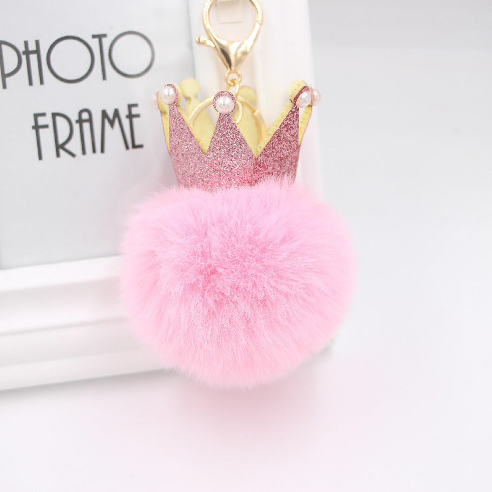 3D Crown Pom Pom Keychain