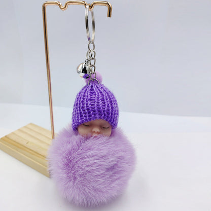 Wholesale fur ball keychain cartoon cute bell pendant ACC-KC-DY005