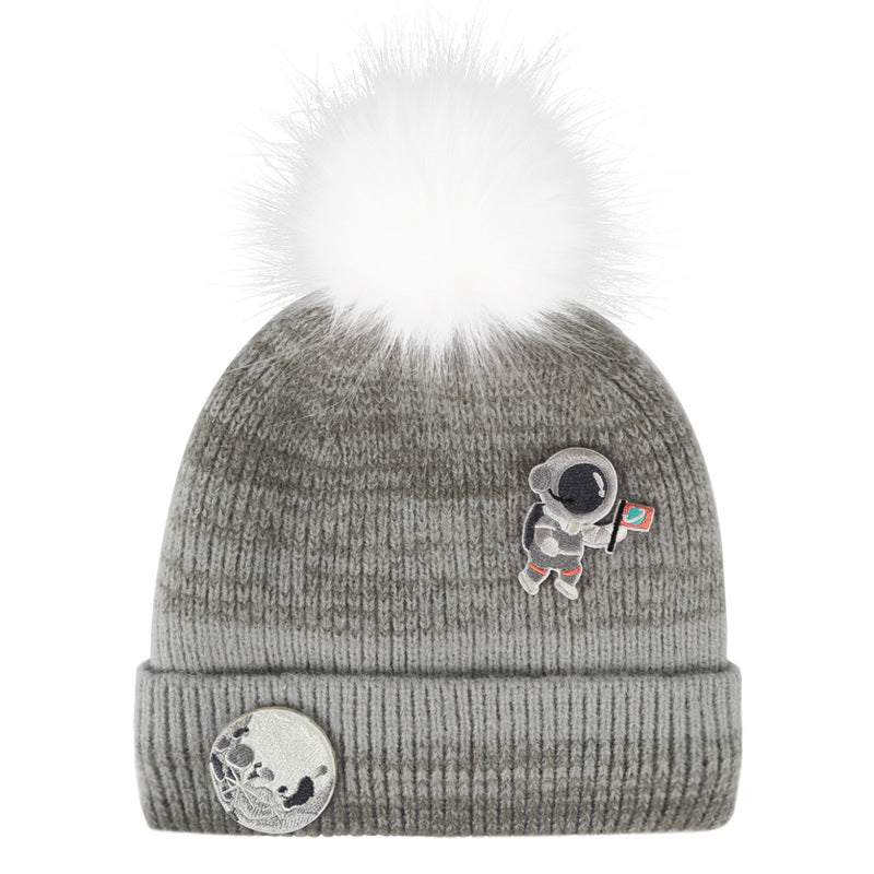 Wholesale Winter Cartoon Gradient Children's Hat Plus Velvet Warm Wool Ball Knitted Hat