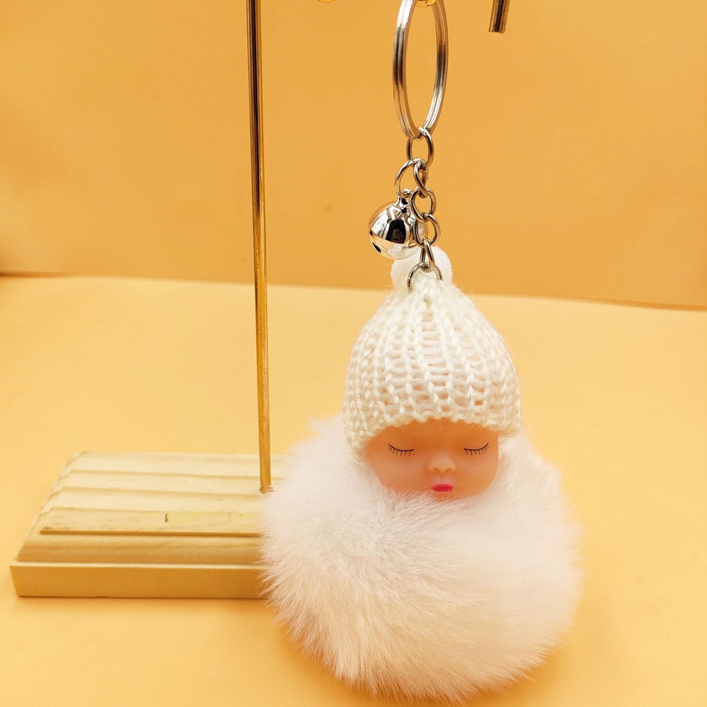 Wholesale fur ball keychain cartoon cute bell pendant ACC-KC-DY005