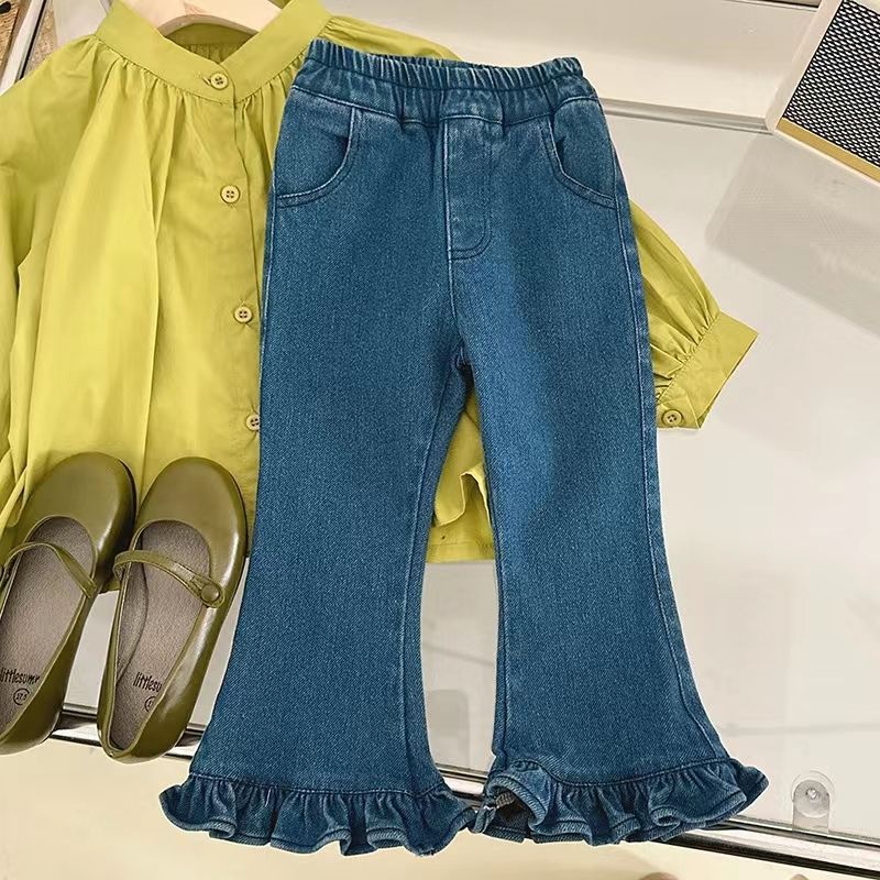 Wholesale Polyester Girls Style Puff Sleeve Bell Pants