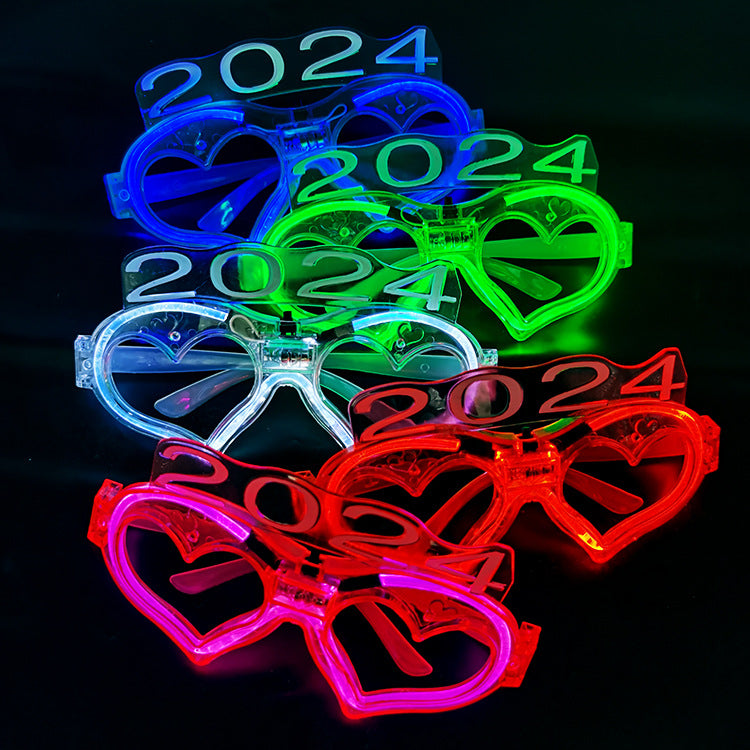 5PCS 2024 Cold Light Love Glasses LED Plastic Toys