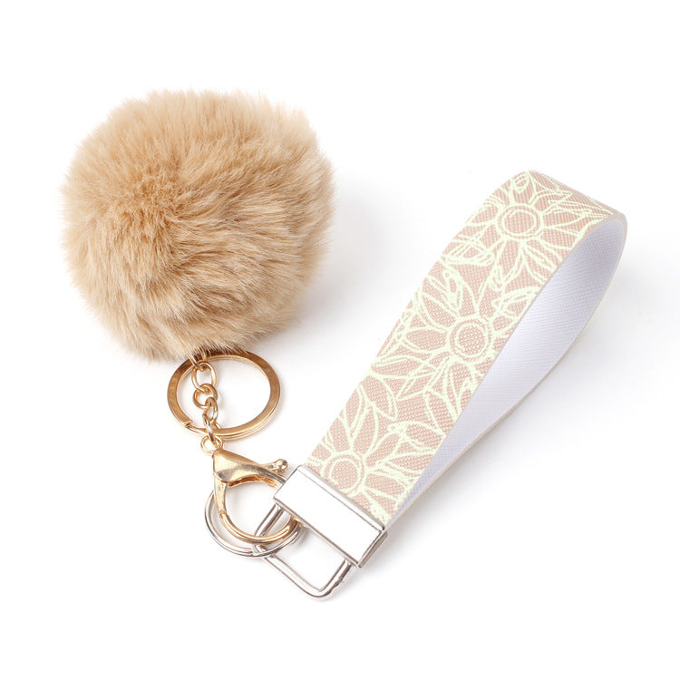 10pcs PU Leather Fur Ball Keychain