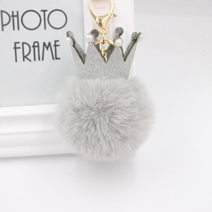 3D Crown Pom Pom Keychain