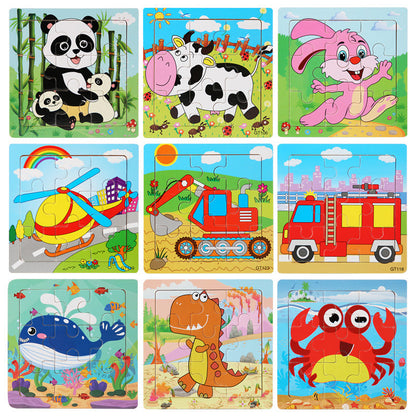 Wholesale of 9 Small Wooden Children's Puzzle Toys