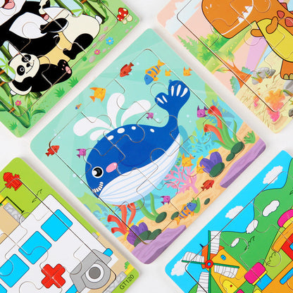 Wholesale of 9 Small Wooden Children's Puzzle Toys