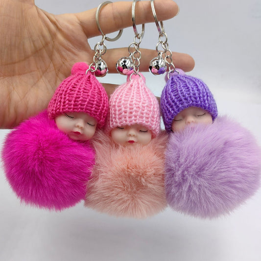 Wholesale fur ball keychain cartoon cute bell pendant ACC-KC-DY005