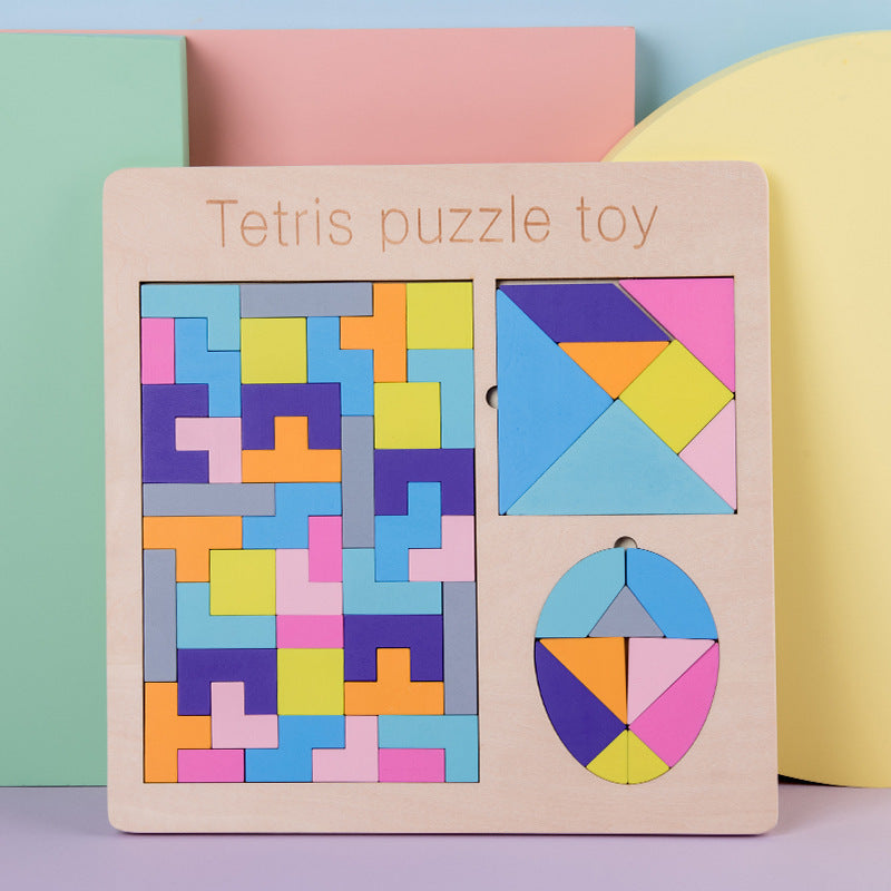 Wooden Tetris Puzzle Educational Toy for Kids