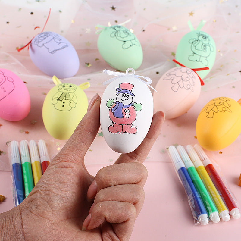 5 Sets Easter Plastic Eggs DIY Children's Graffiti Eggs