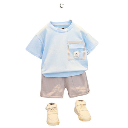 Wholesale Kids Summer Solid Color Short Sleeve Set