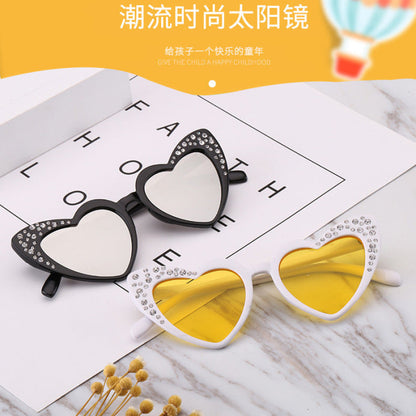 Wholesale PC Rhinestone Heart Heart Kids Sunglasses