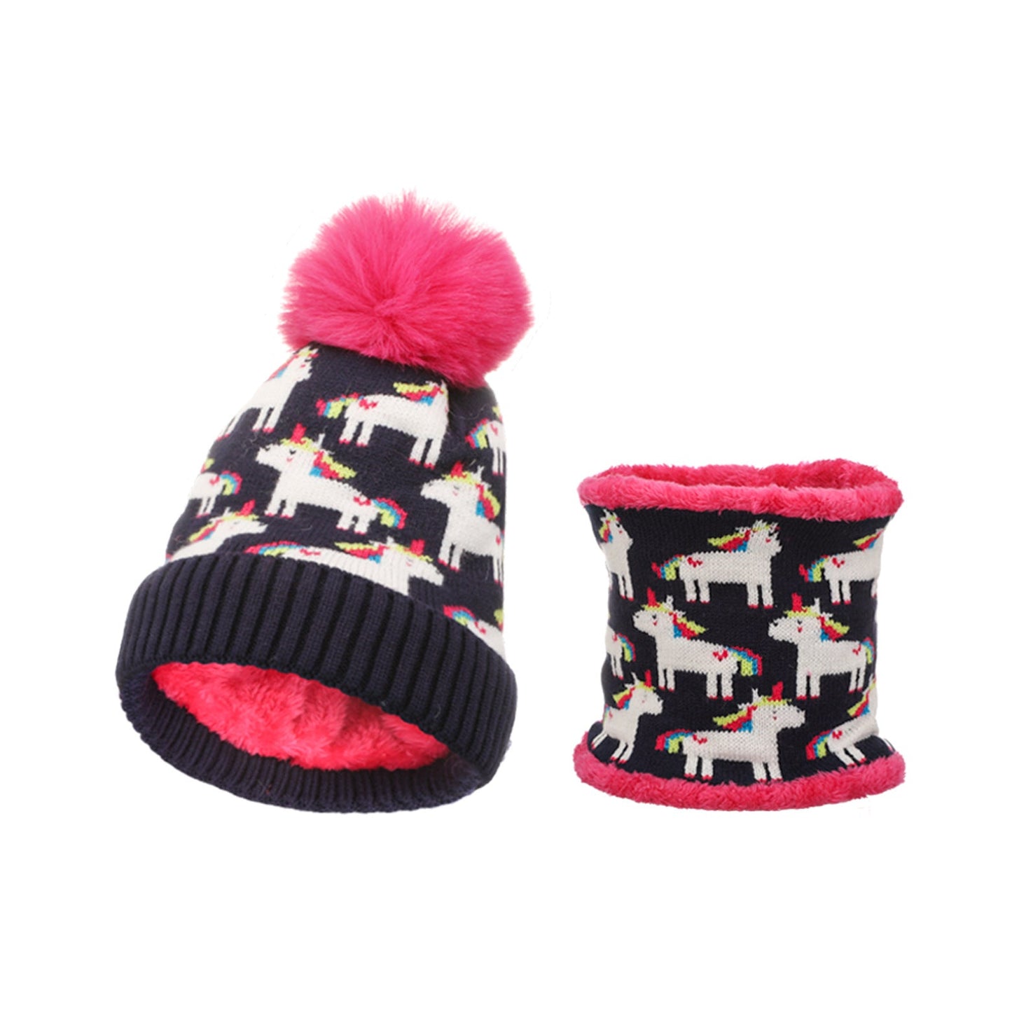 Wholesale Unicorn Knitted Children's Beanie Scarf Two-piece Set