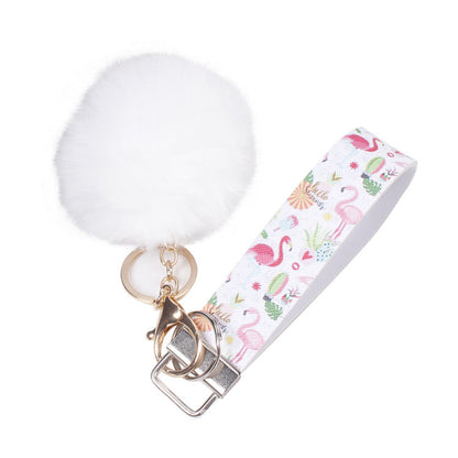 10pcs PU Leather Fur Ball Keychain