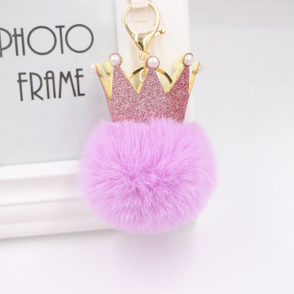 3D Crown Pom Pom Keychain