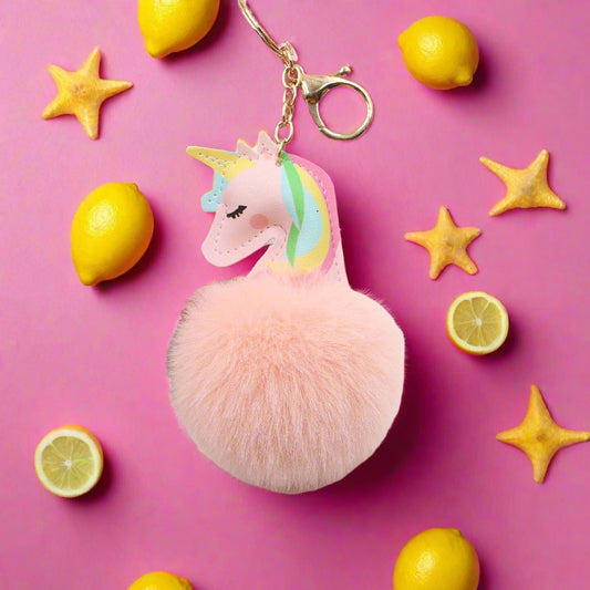 Artificial Fur Unicorn Fur Ball Keychain