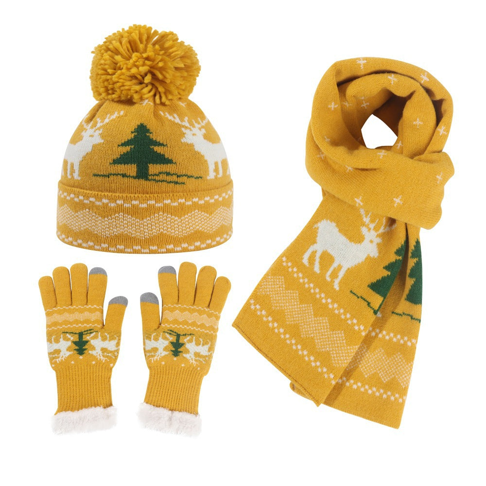 Wholesale Winter Ladies Christmas Knitted Hat Gloves Scarf Set