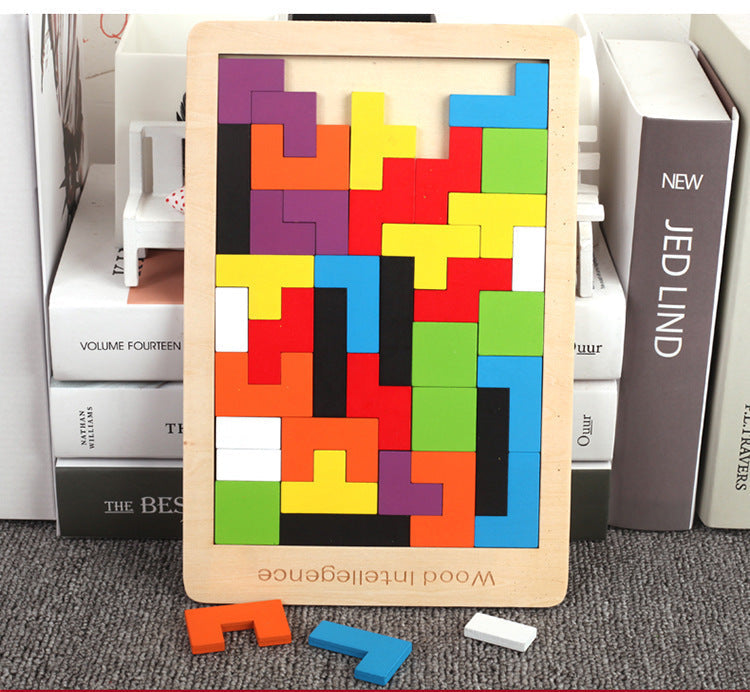 Wooden Tetris Puzzle Educational Toy for Kids