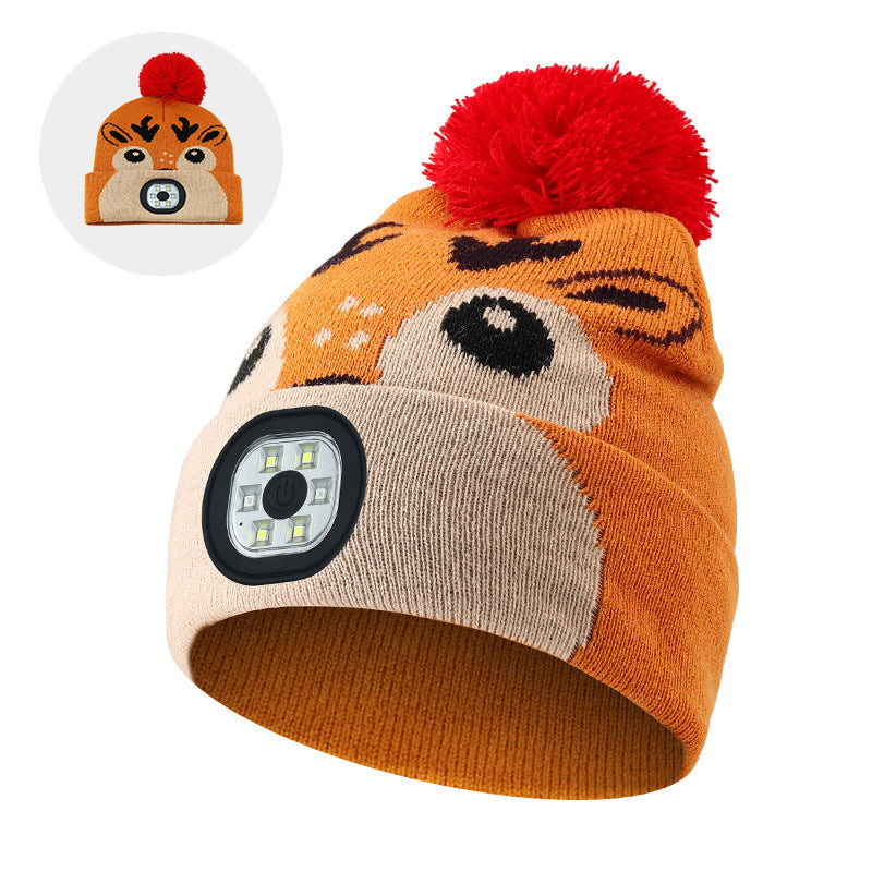 Wholesale Led Rechargeable Removable and Washable Children's Luminous Outdoor Warm Knitted Hat