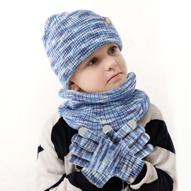 Wholesale Winter Children's Knitted Gloves Hat Scarf Alpaca Wool Warm Suit