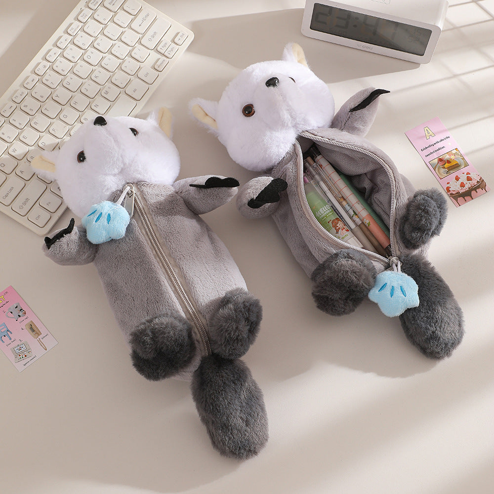 Animal Shape Plush and Cute Decompression Doll Stationery Pencil Bag