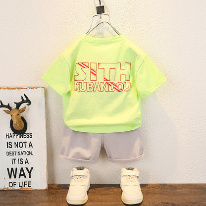 Wholesale Kids Summer Solid Color Short Sleeve Set