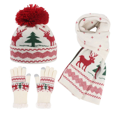 Wholesale Winter Ladies Christmas Knitted Hat Gloves Scarf Set