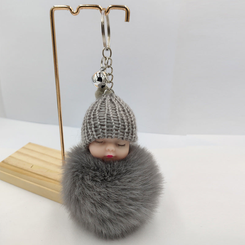 Wholesale fur ball keychain cartoon cute bell pendant ACC-KC-DY005