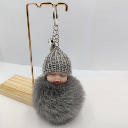 Wholesale fur ball keychain cartoon cute bell pendant ACC-KC-DY005