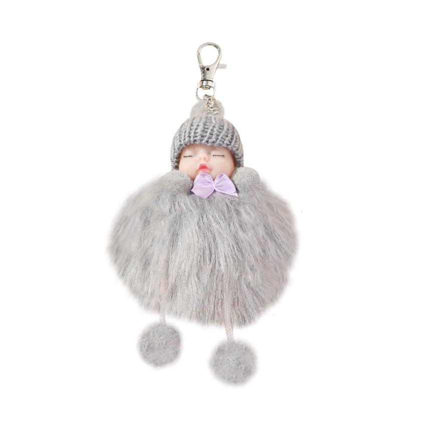 Zinc Alloy Cute Plush Doll Keychain