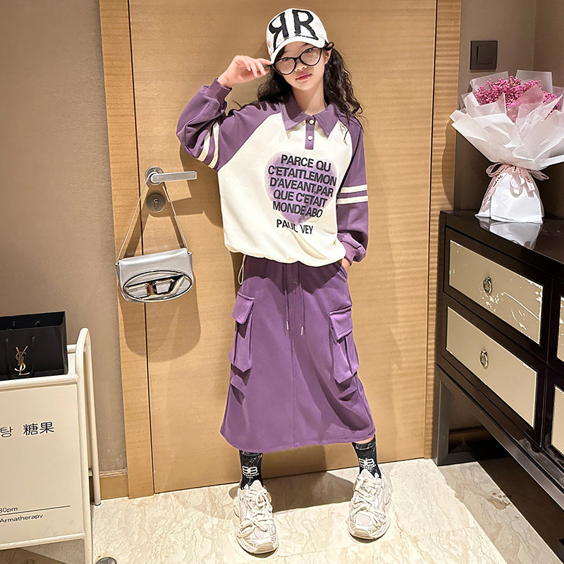 Wholesale Girls Cotton Long-sleeved Two-piece Set