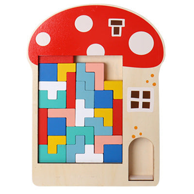 Wooden Tetris Puzzle Educational Toy for Kids