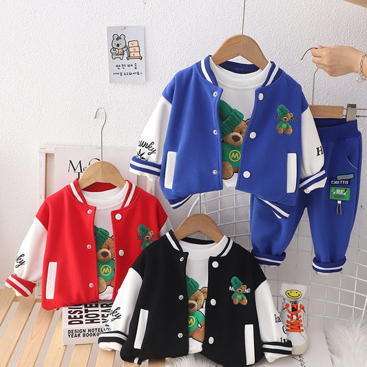 Wholesale of Spring and Autumn Children's Cotton Handsome Hoodies and Sportswear Sets