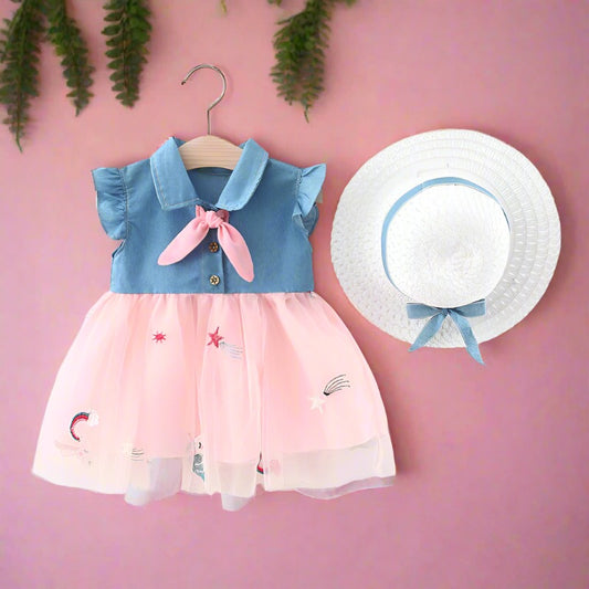 Wholesale Girls Denim Dresses Polyester Baby Clothes