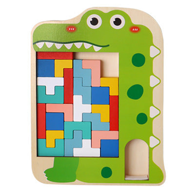 Wooden Tetris Puzzle Educational Toy for Kids