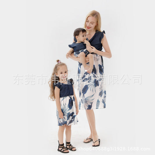 Wholesale Printed Mother Daughter Dress Cotton Baby Clothes