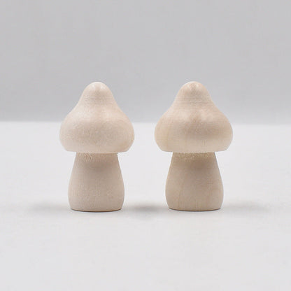 10PCS Painted Wooden 10MM Mushroom Ornaments