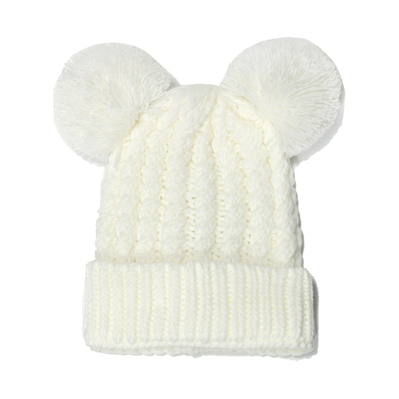 Wholesale Winter Warm Cute Double Ball Children's Acrylic Beanie