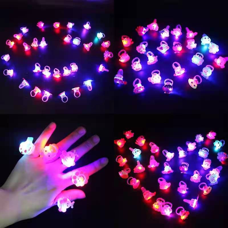 10PCS Children's Creative Cartoon Luminous Toys Rings