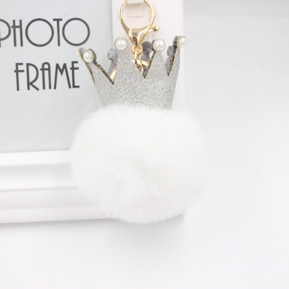 3D Crown Pom Pom Keychain