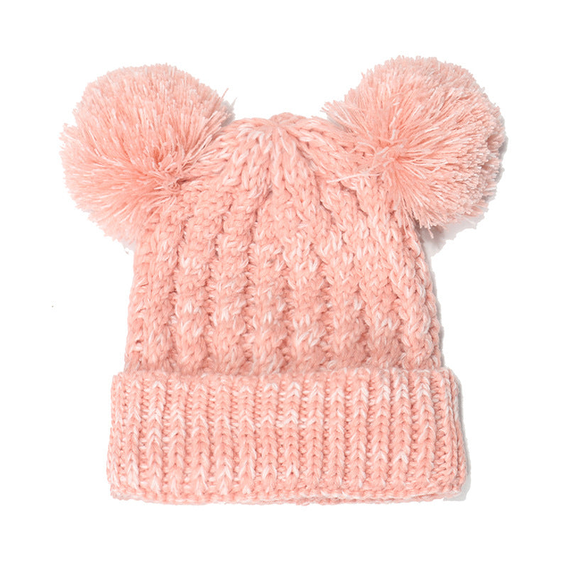 Wholesale Winter Warm Cute Double Ball Children's Acrylic Beanie