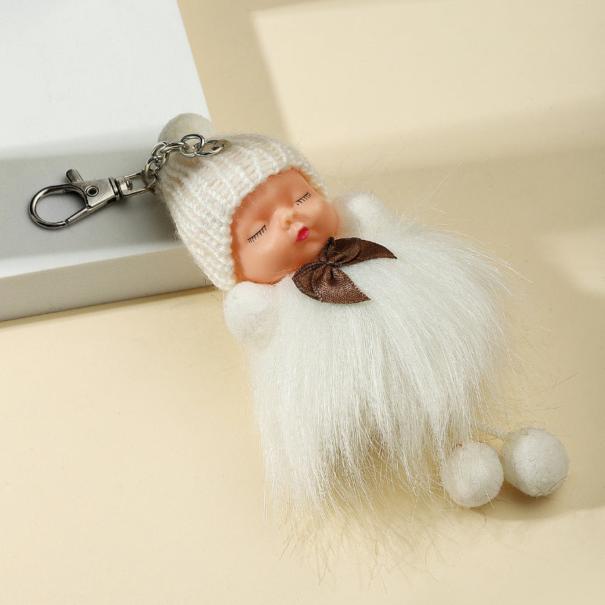 Zinc Alloy Cute Plush Doll Keychain