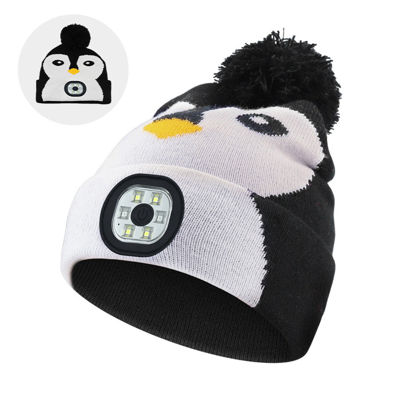 Wholesale Led Rechargeable Removable and Washable Children's Luminous Outdoor Warm Knitted Hat