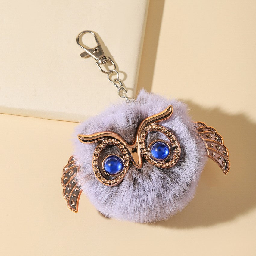 Zinc Alloy Cute Plush Owl Keychain