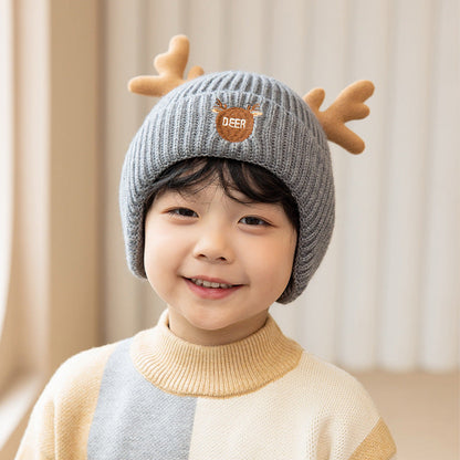 Wholesale Winter Children's Thickened Warm Ear Protection Acrylic Knitted Beanie