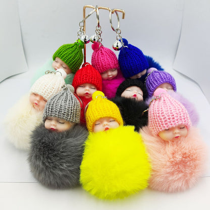 Wholesale fur ball keychain cartoon cute bell pendant ACC-KC-DY005