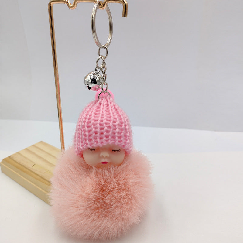 Wholesale fur ball keychain cartoon cute bell pendant ACC-KC-DY005