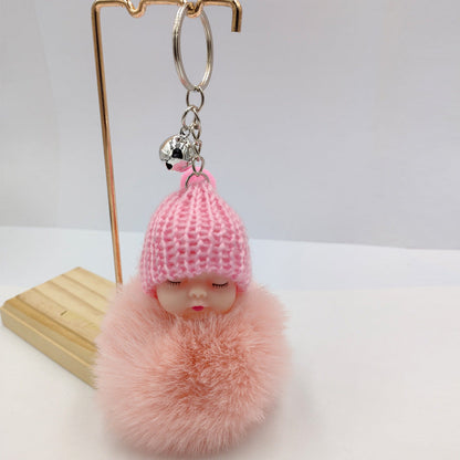 Wholesale fur ball keychain cartoon cute bell pendant ACC-KC-DY005