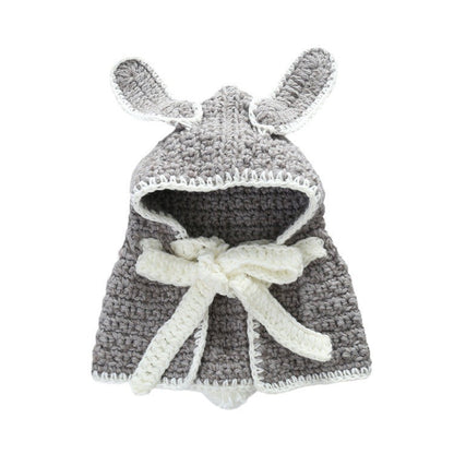 Wholesale Thick Wool Hand-knitted Children's Fox Hat Black Cat Neck Hood