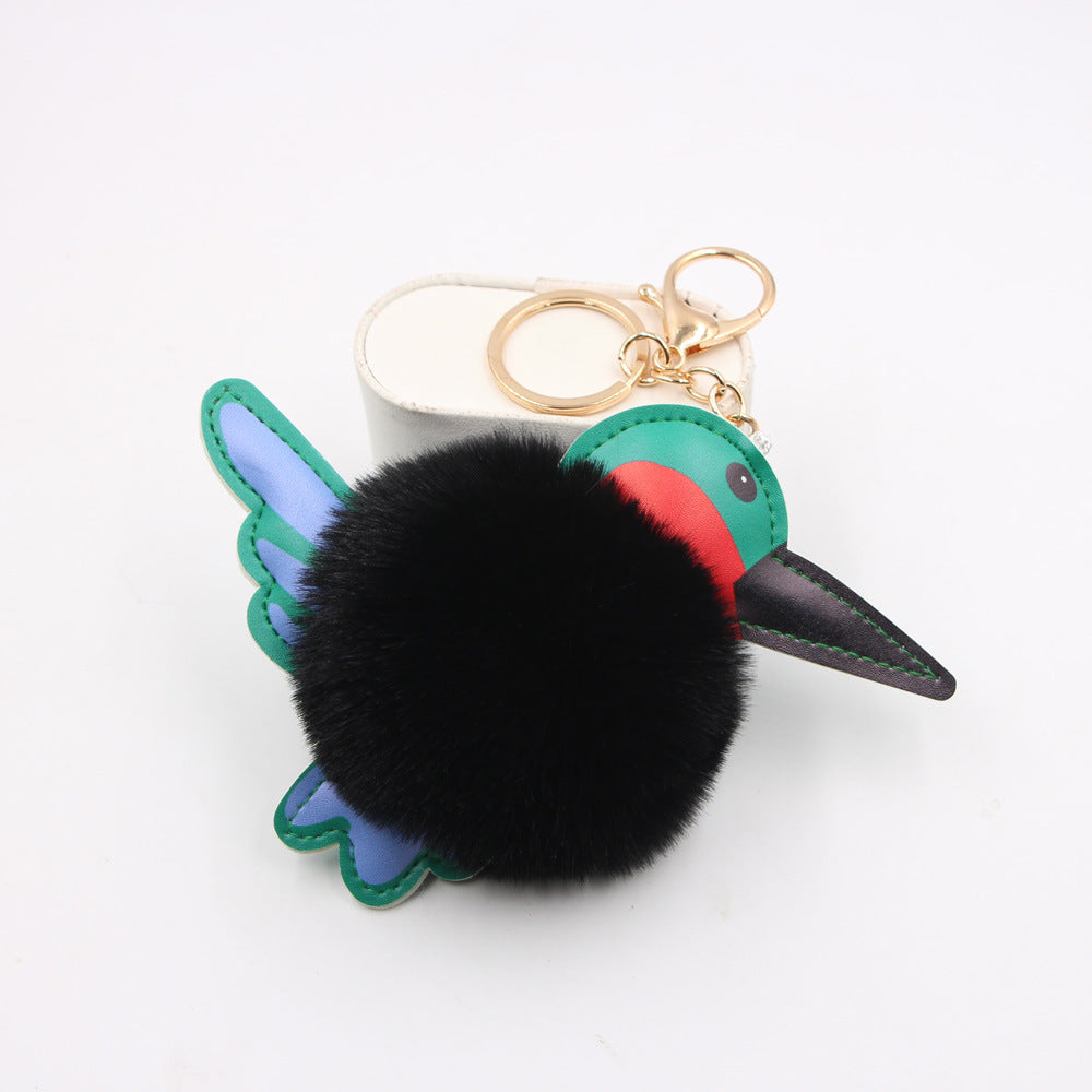 Woodpecker Hair Ball Keychain