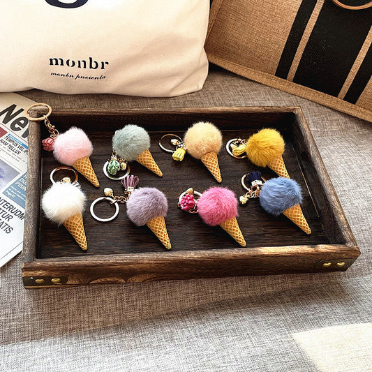 50PCS Ice Cream Cartoon Plush Key Chain Pendant